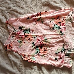 Pink Floral Sleeveless Shirt